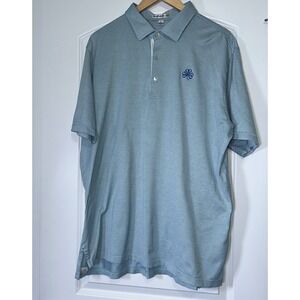 Peter Millar Men's Golf Polo‎ Shirt Geometric with Clover Logo Size XL Blue